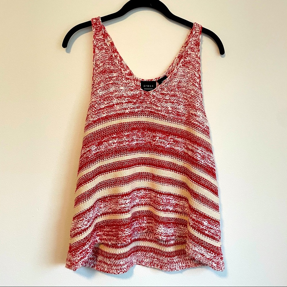 🤑📦 PRESS Knit Sweater Tank in Red/White